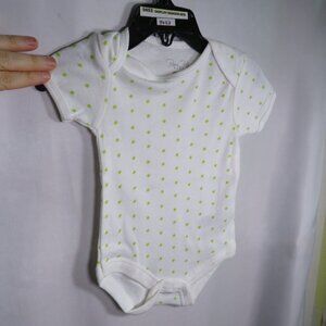Baby White w Green Stars Rene Rofe Bodysuit 3-6 mts 100% cotton